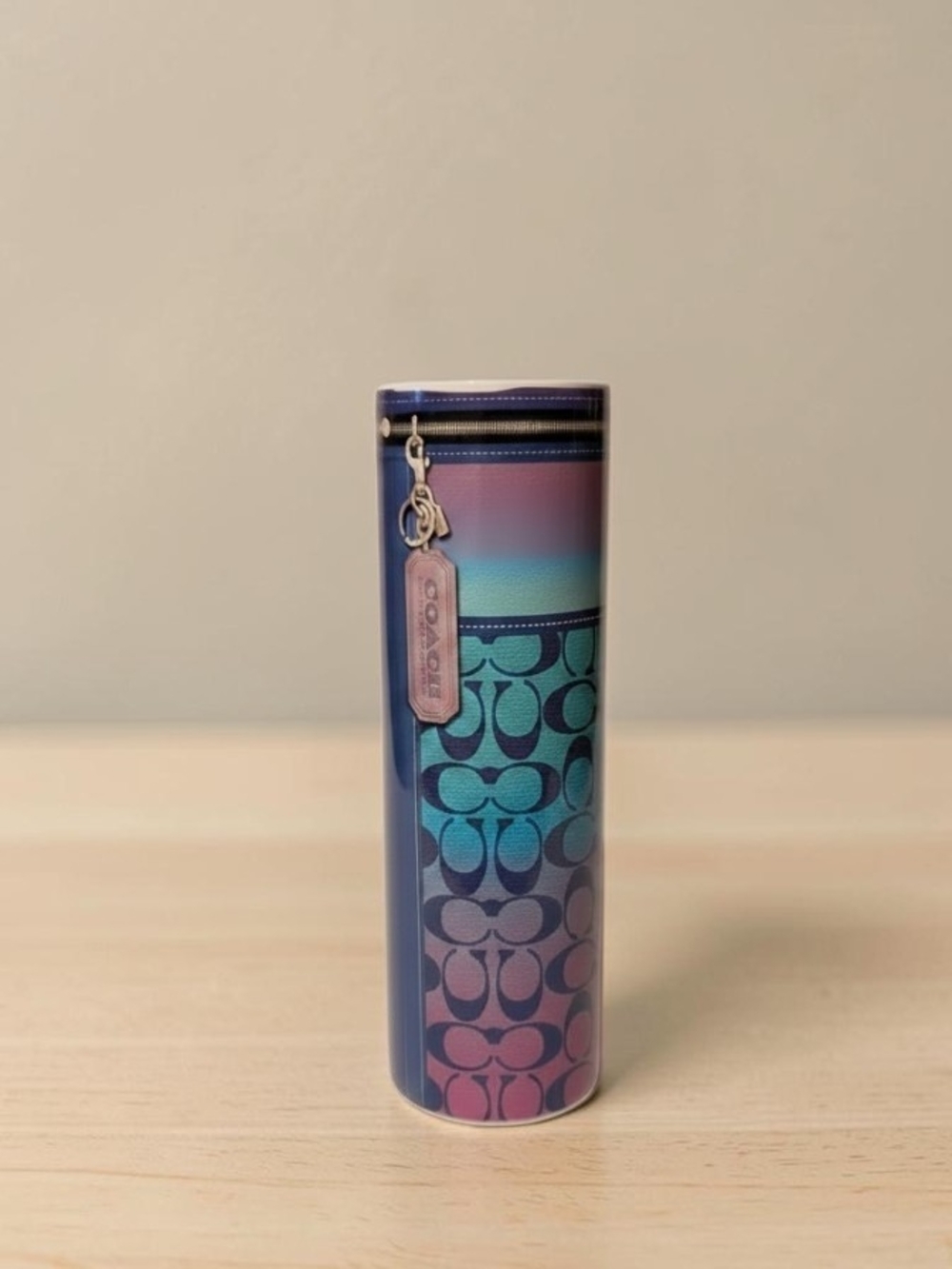 COACH Gradient Signature Cylinder Case - Blue Teal Pink